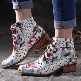 Beautiful Flower Pattern Rubber Non-Slip Ankle Boots