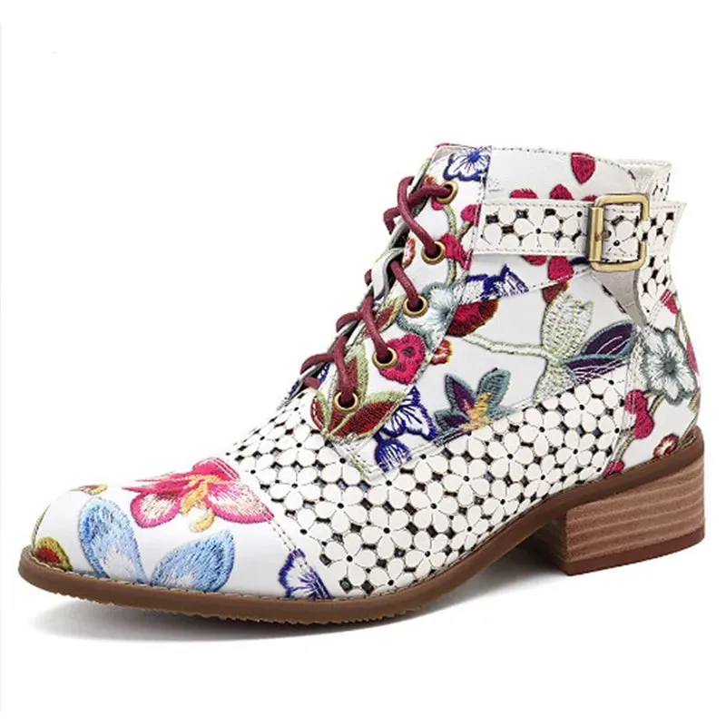 Beautiful Flower Pattern Rubber Non-Slip Ankle Boots