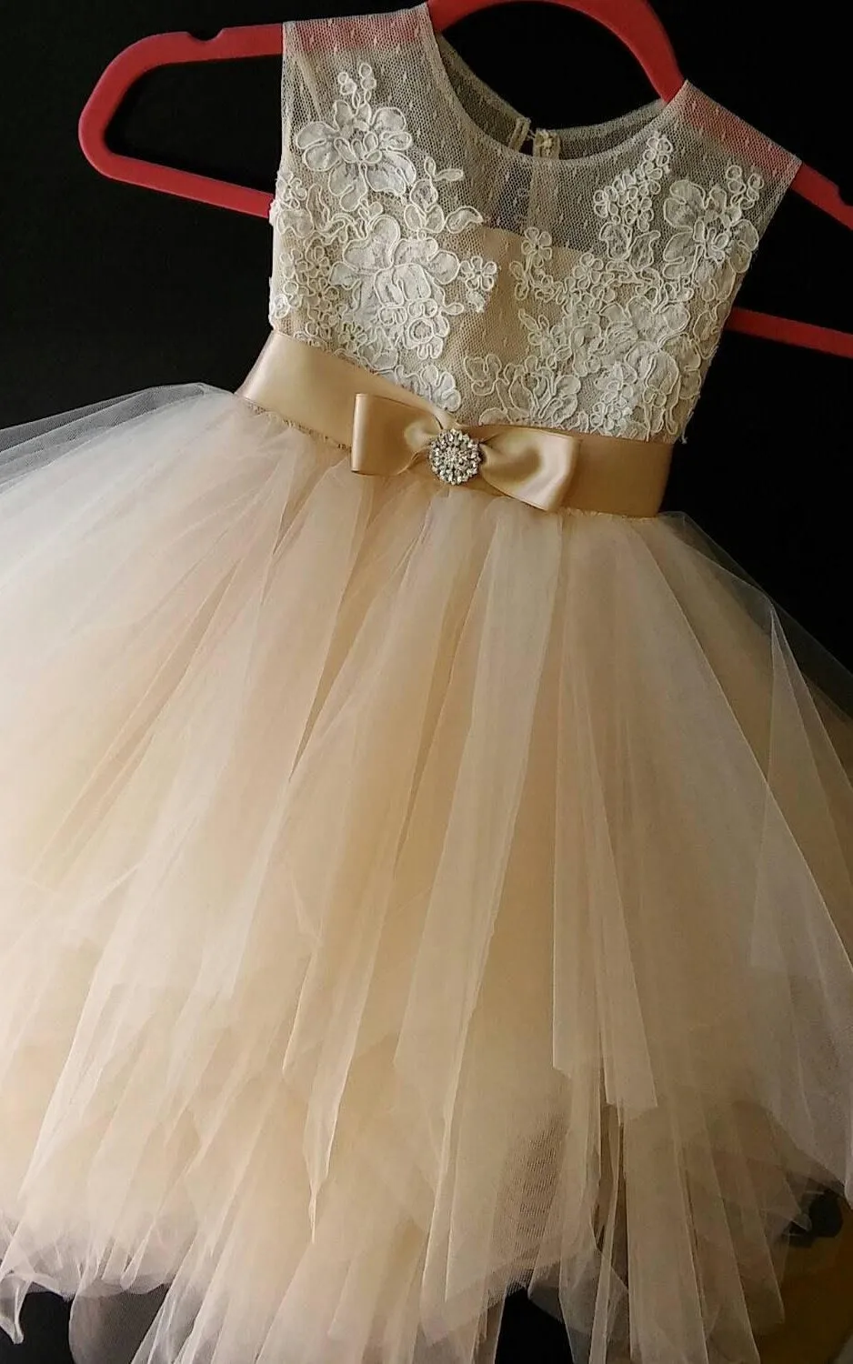 Beautiful Tea-length Tulle Dress With Bow Sash Ribbon-401948