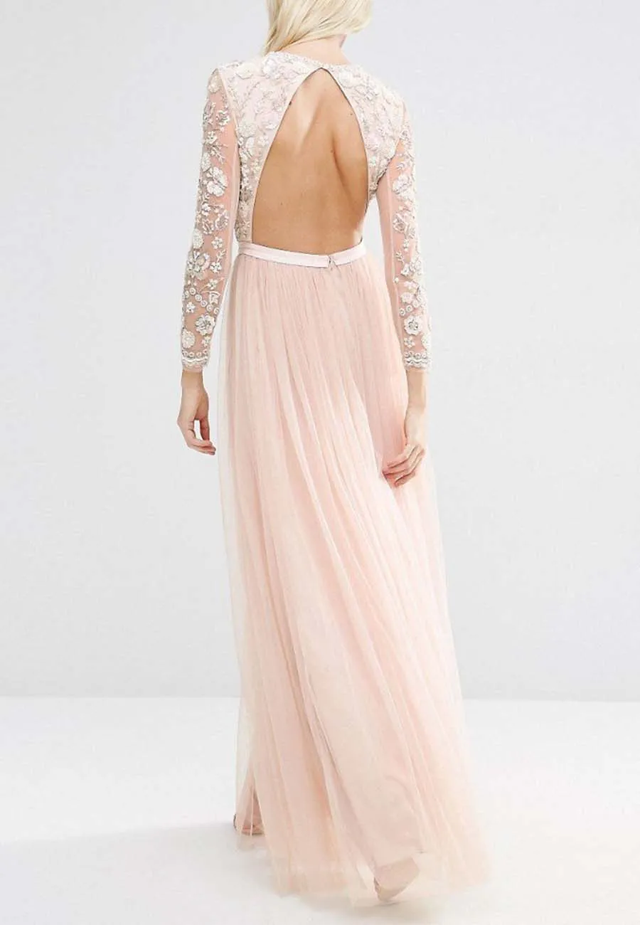 Blush Butterfly Open Back Gown (UK 6)