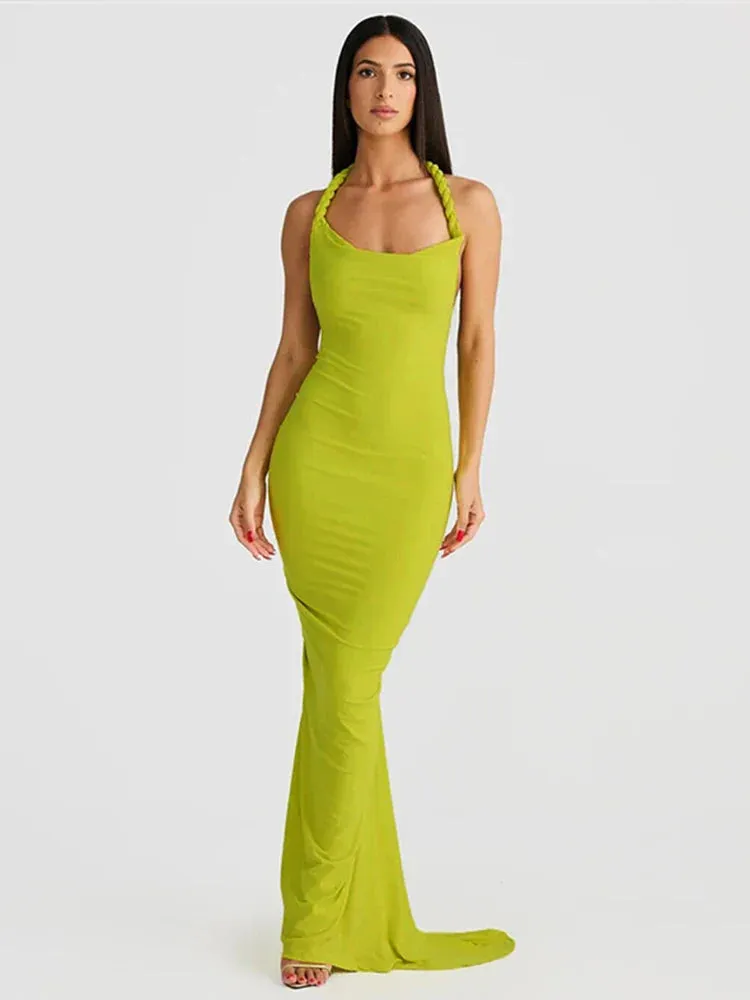 Bodycon Elegant Long Mermaid Halter Off Shoulder Sexy Spring Summer Maxi Dress