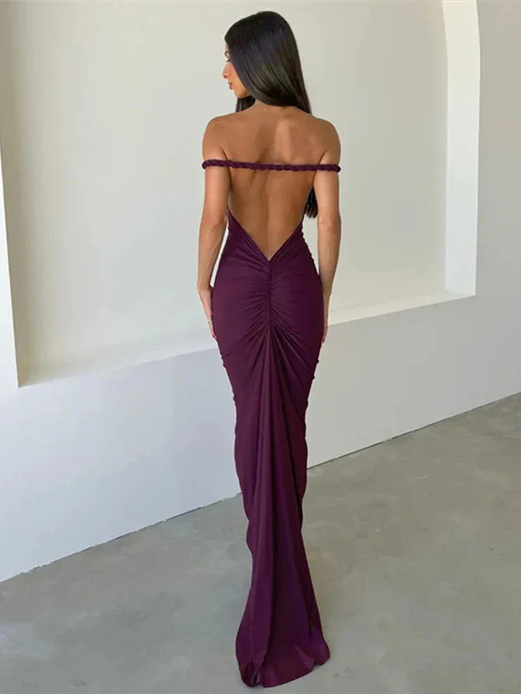 Bodycon Elegant Long Mermaid Halter Off Shoulder Sexy Spring Summer Maxi Dress