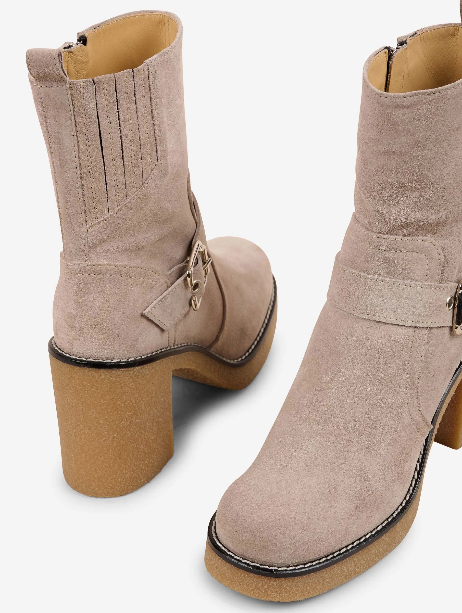 Boots biker en daim sable