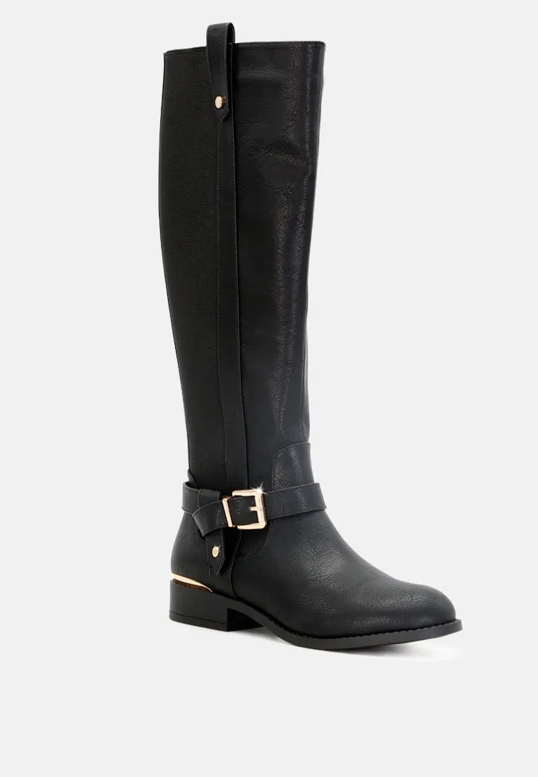 Buckle Detail Wide Calf Boots