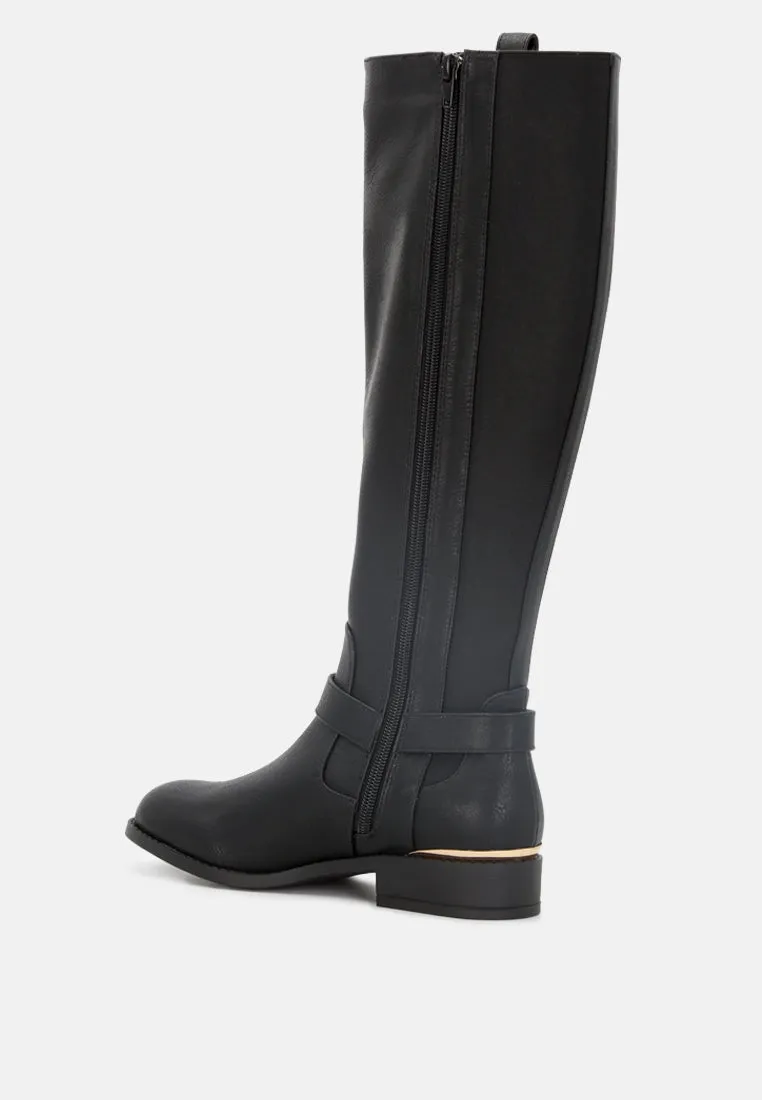 Buckle Detail Wide Calf Boots