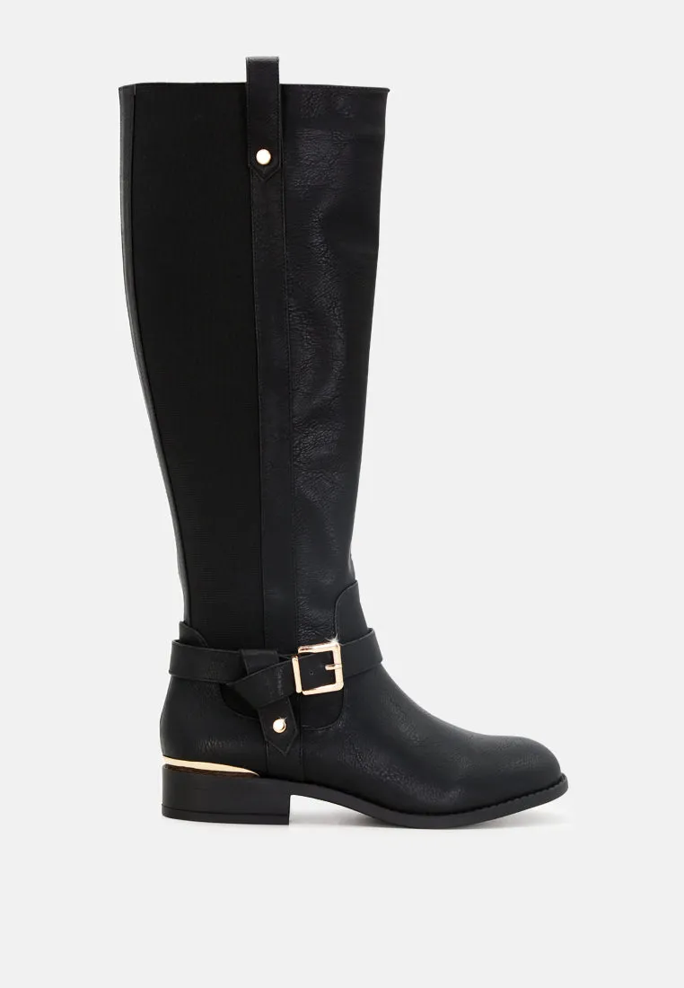 Buckle Detail Wide Calf Boots