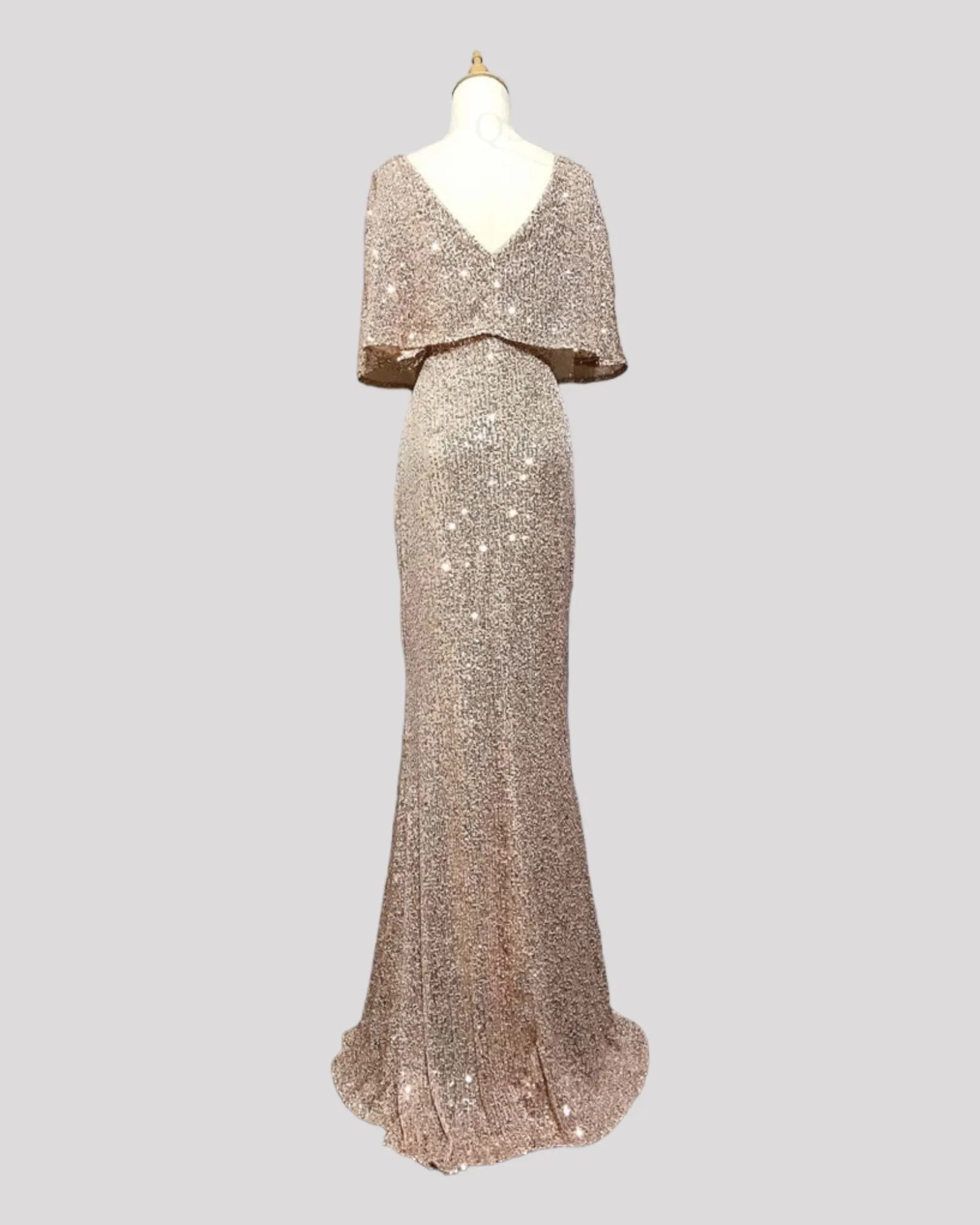 Cape Style Sequin Mermaid Evening Dress available in 6 colours