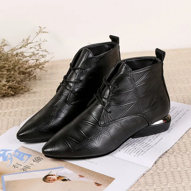 Casual Leather Hoof High Heels Women Chelsea Boots