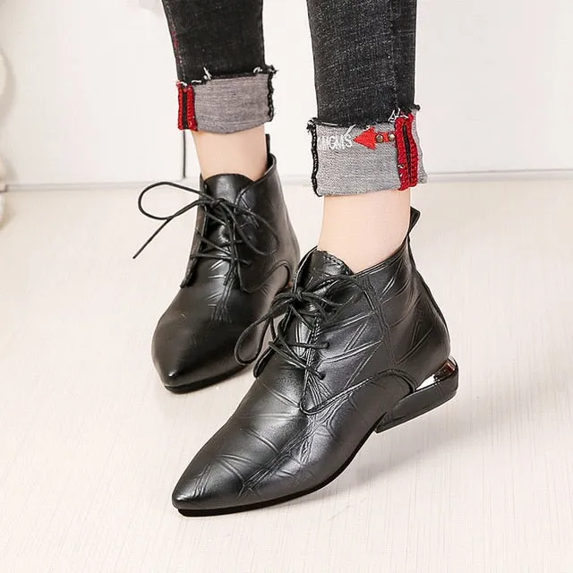 Casual Leather Hoof High Heels Women Chelsea Boots