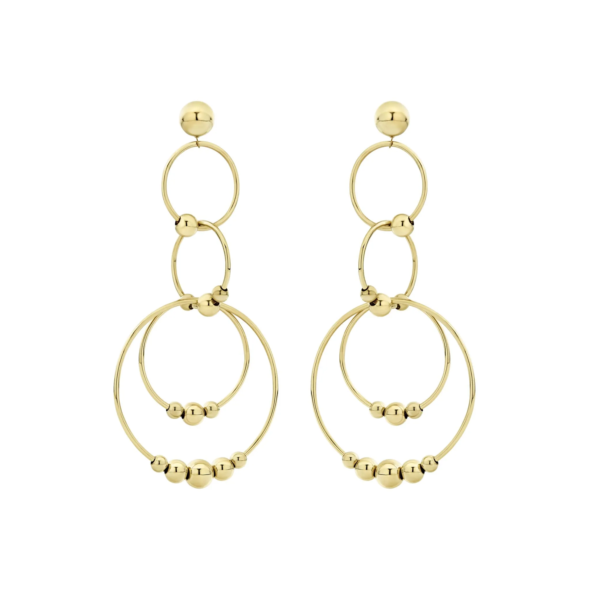 Caviar Gold Four Circle Bead Drop Earrings