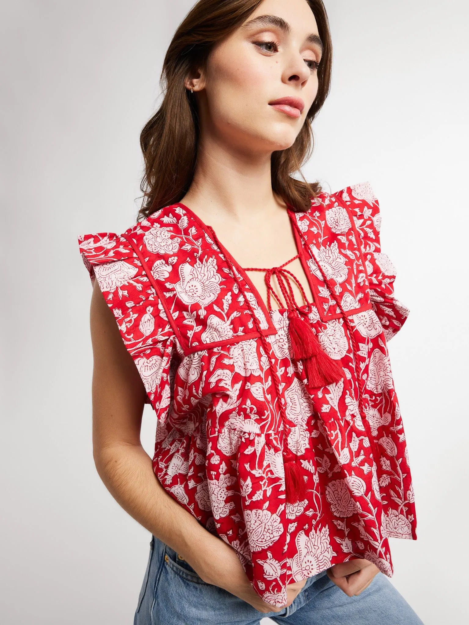 Chelsea Top in Red Zinnia