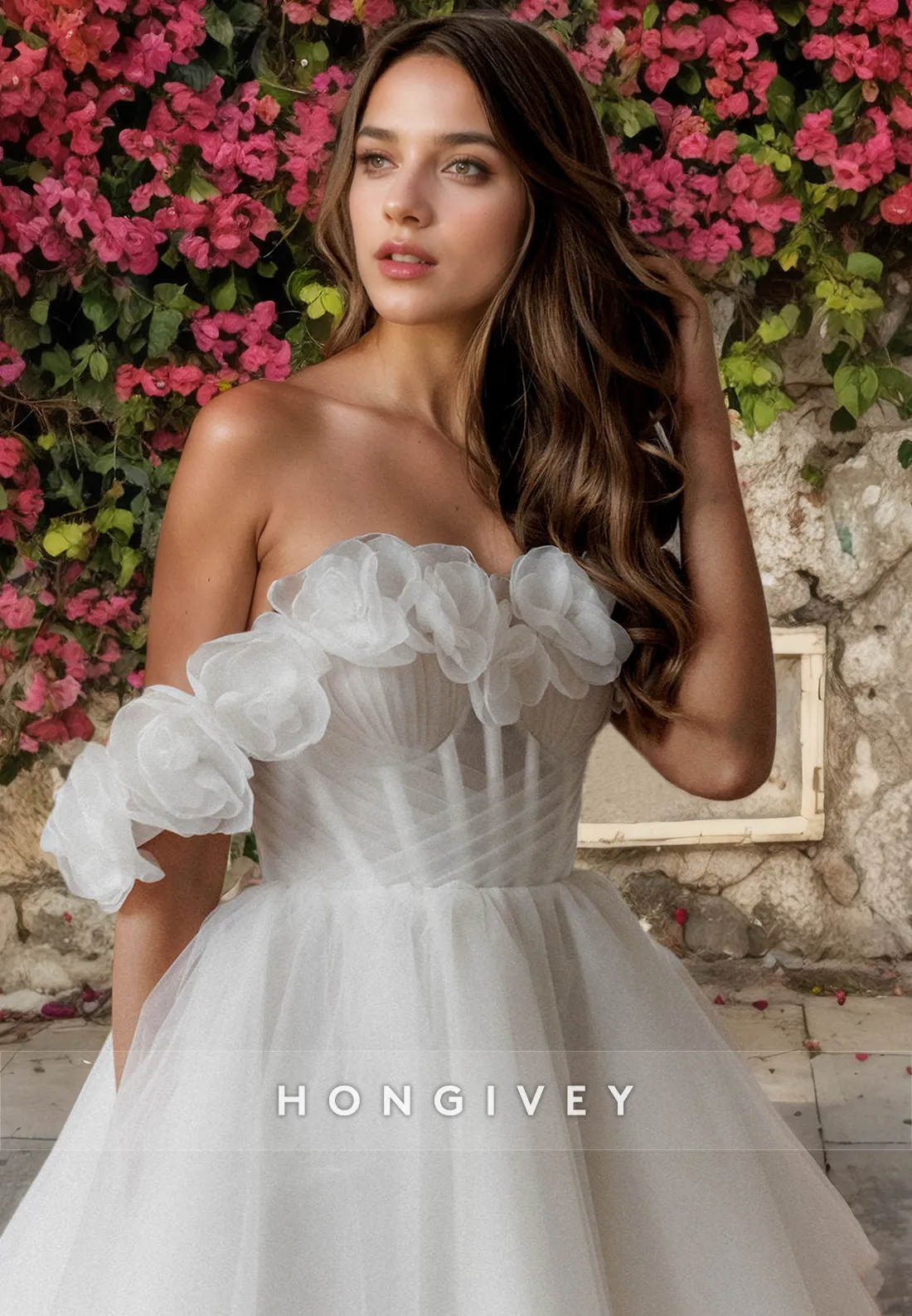 Chic A-Line Sweetheart Off-Shoulder Sheer Wedding Dress