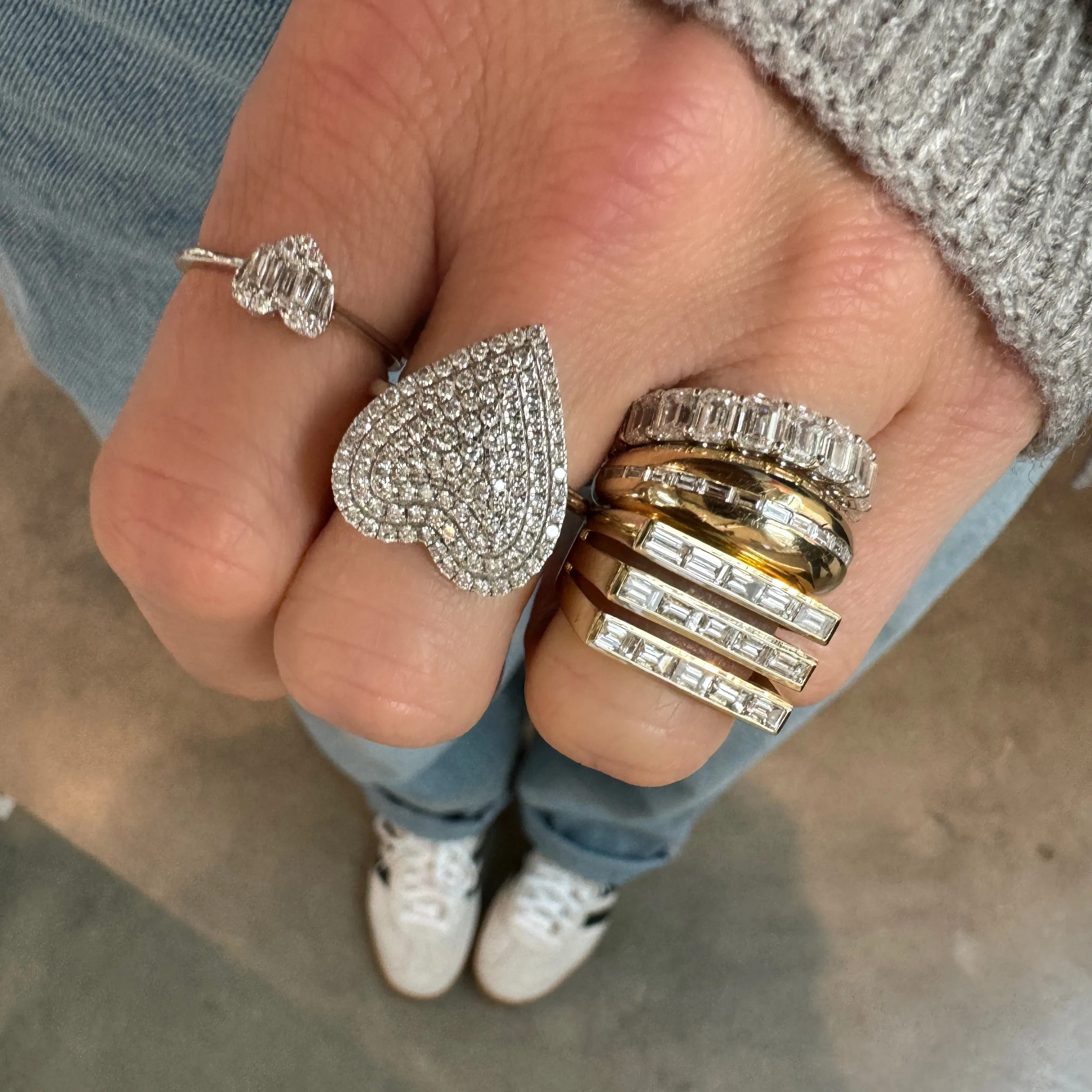 Classic Pave Diamond Heart Statement Ring