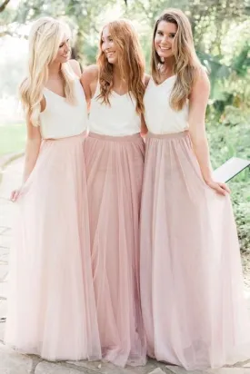 country style wedding guest dresses 2020 pink a line cheap bridesmaid dresses long dress for wedding party