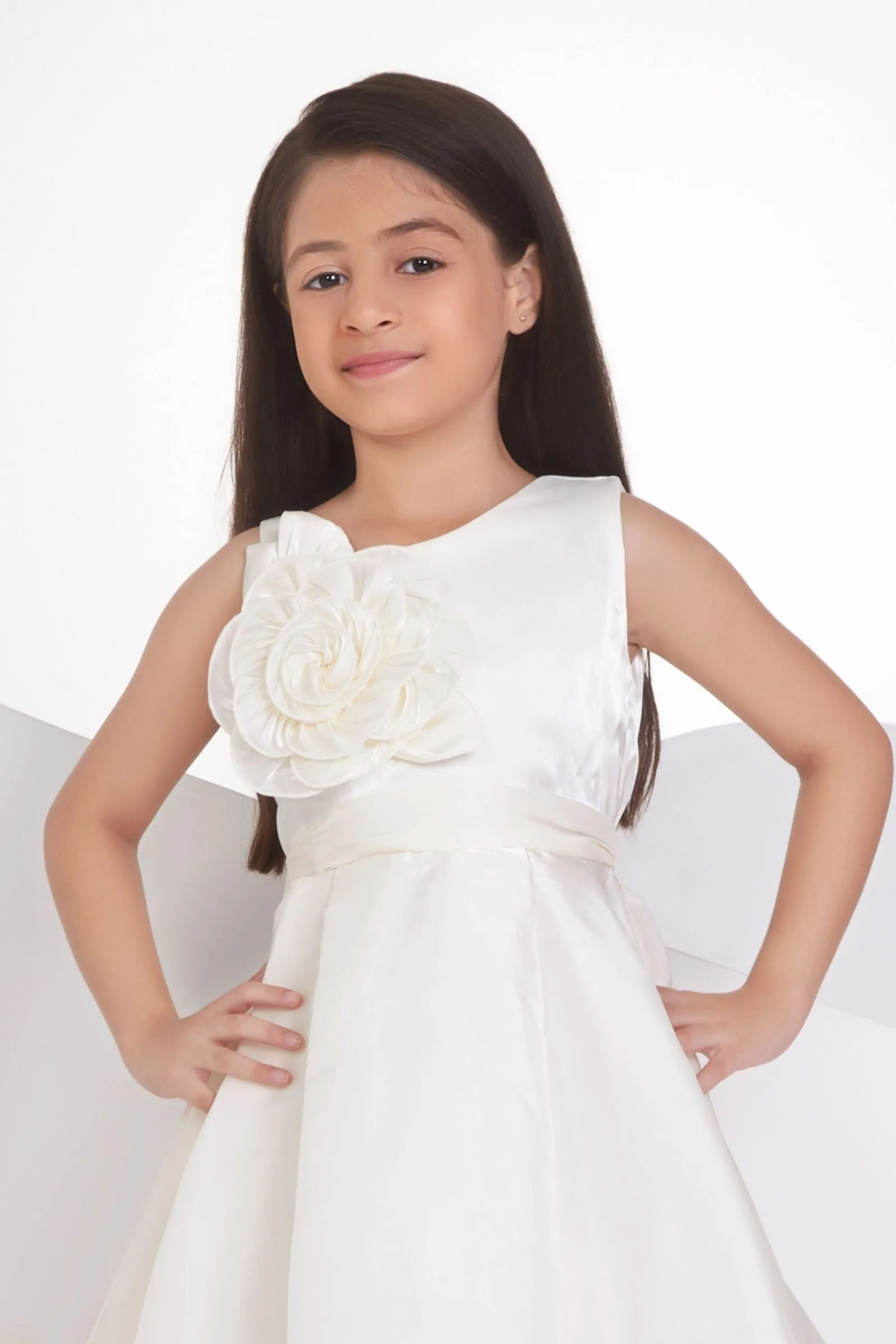 Cream Short Frock For Girls