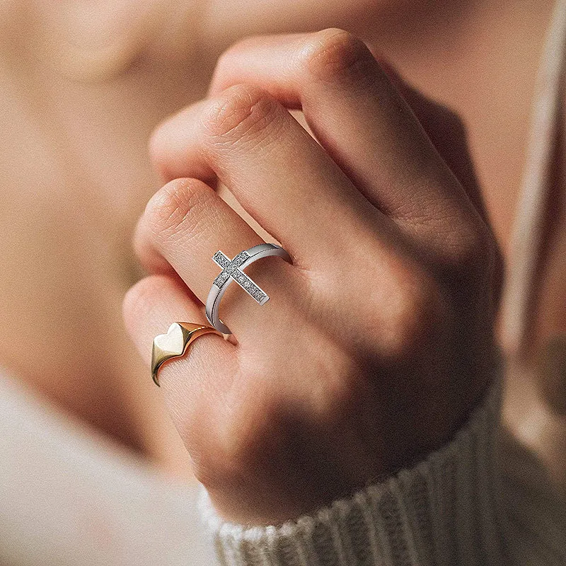 Cross Sterling Silver Ring