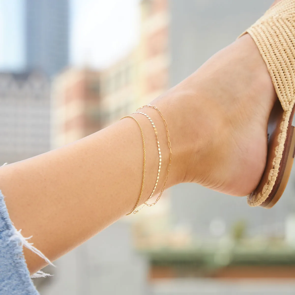 Dainty Paper Clip Anklet