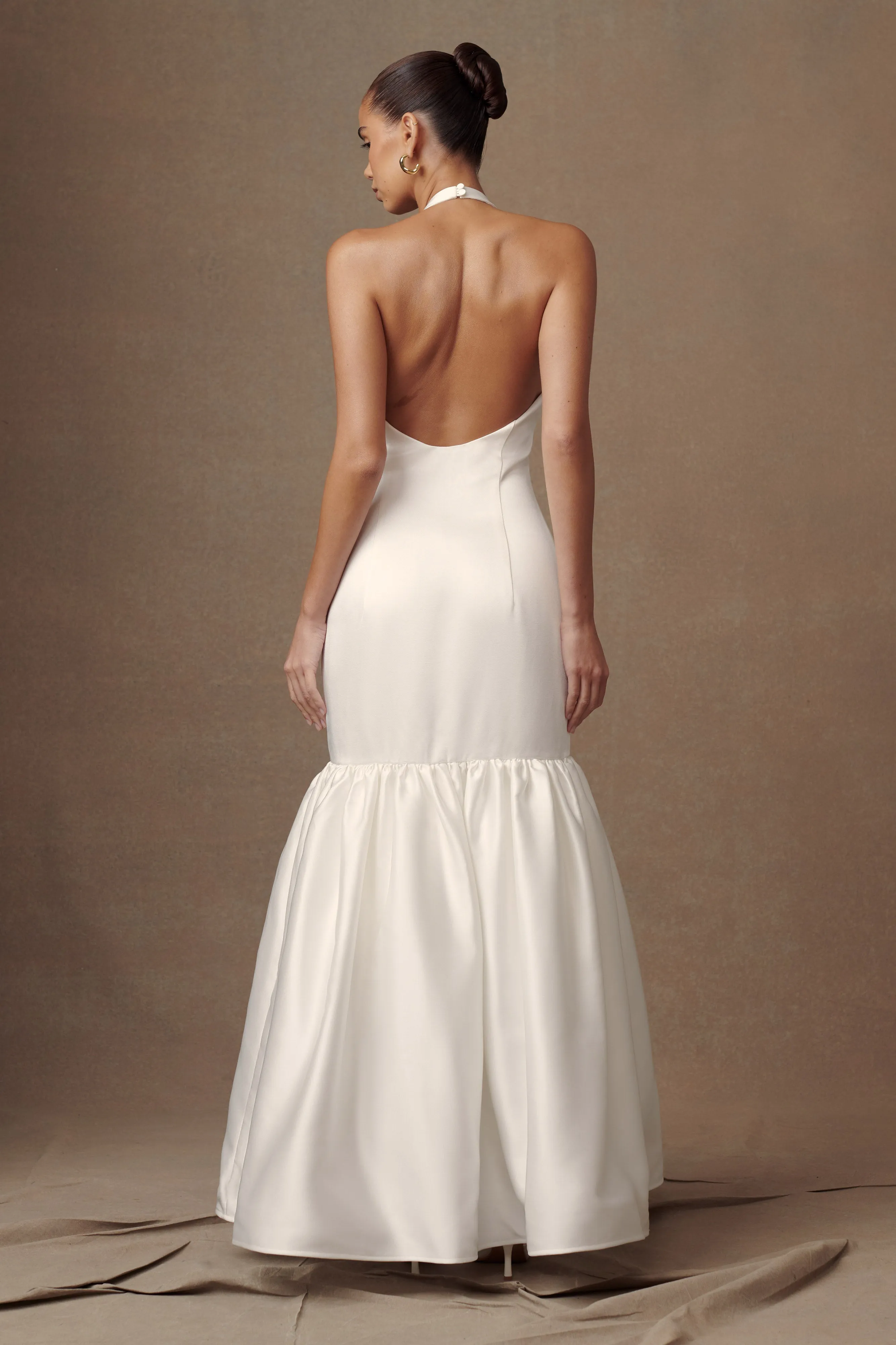 Danica Satin Halter Wedding Gown - White