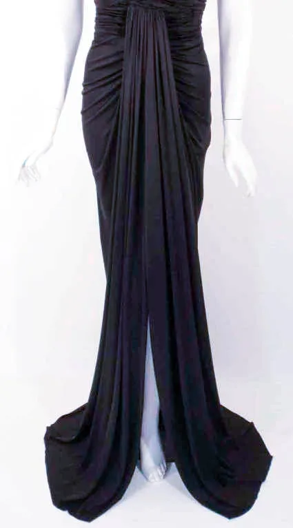 ELIZABETH MASON COUTURE Black Silk Jersey "Uta" Gown