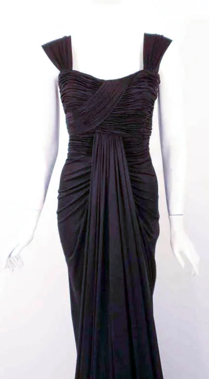 ELIZABETH MASON COUTURE Black Silk Jersey "Uta" Gown