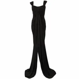 ELIZABETH MASON COUTURE Black Silk Jersey "Uta" Gown