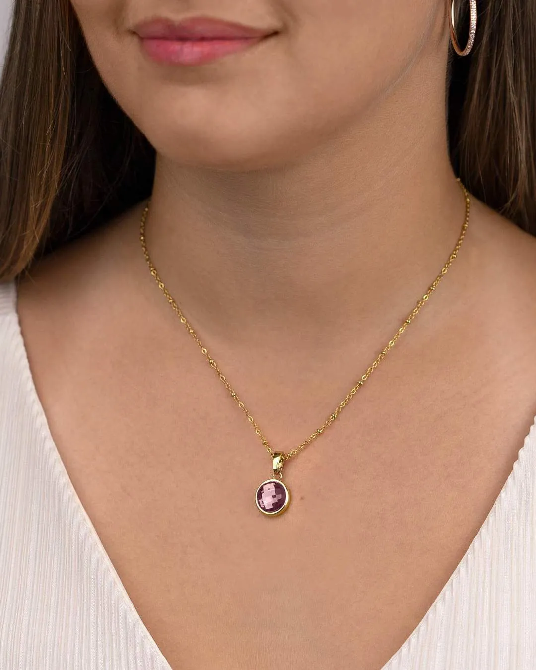 February Signature Birthstone Necklace Set, Gold