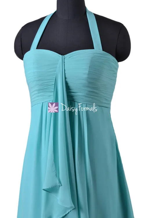 Flowing Beach Wedding Dress Tiffany Blue Bridesmaid Dresses W/Halter straps (BM892S)