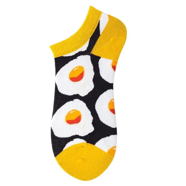 Fried Eggs Patterned Ankle Socks