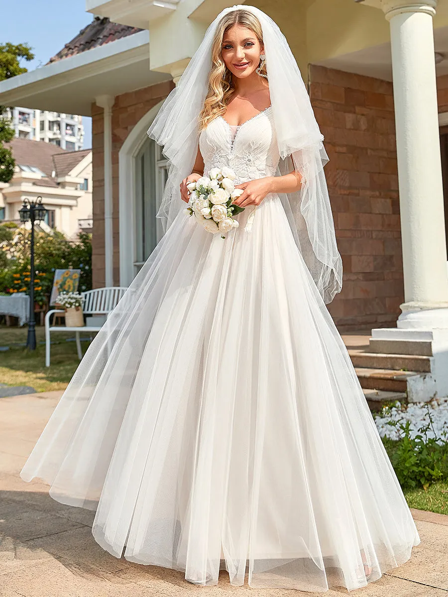 Glamorous A Line V Neck Spaghetti Straps Wholesale Wedding Dresses