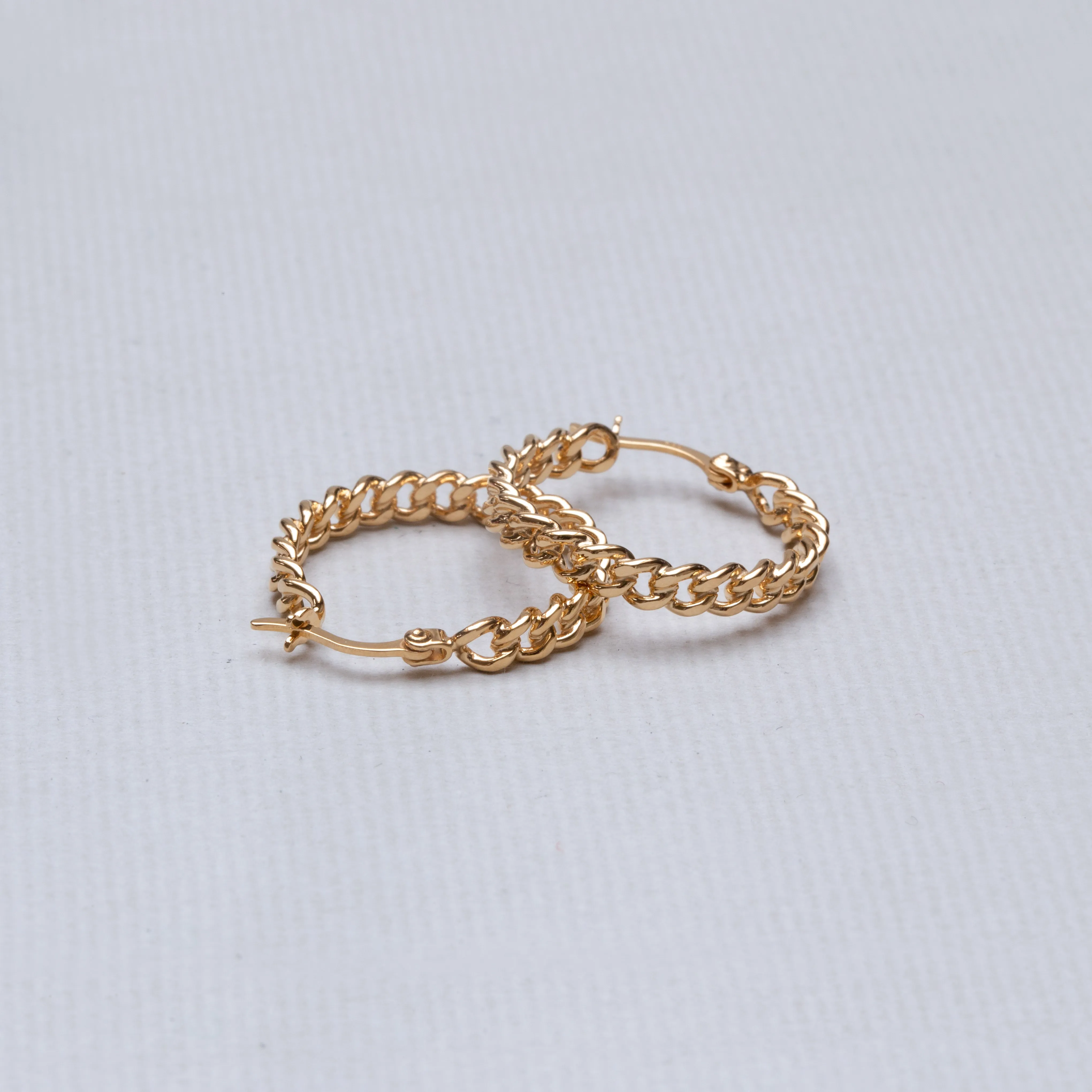 Gold Cable Link Hoop Earrings