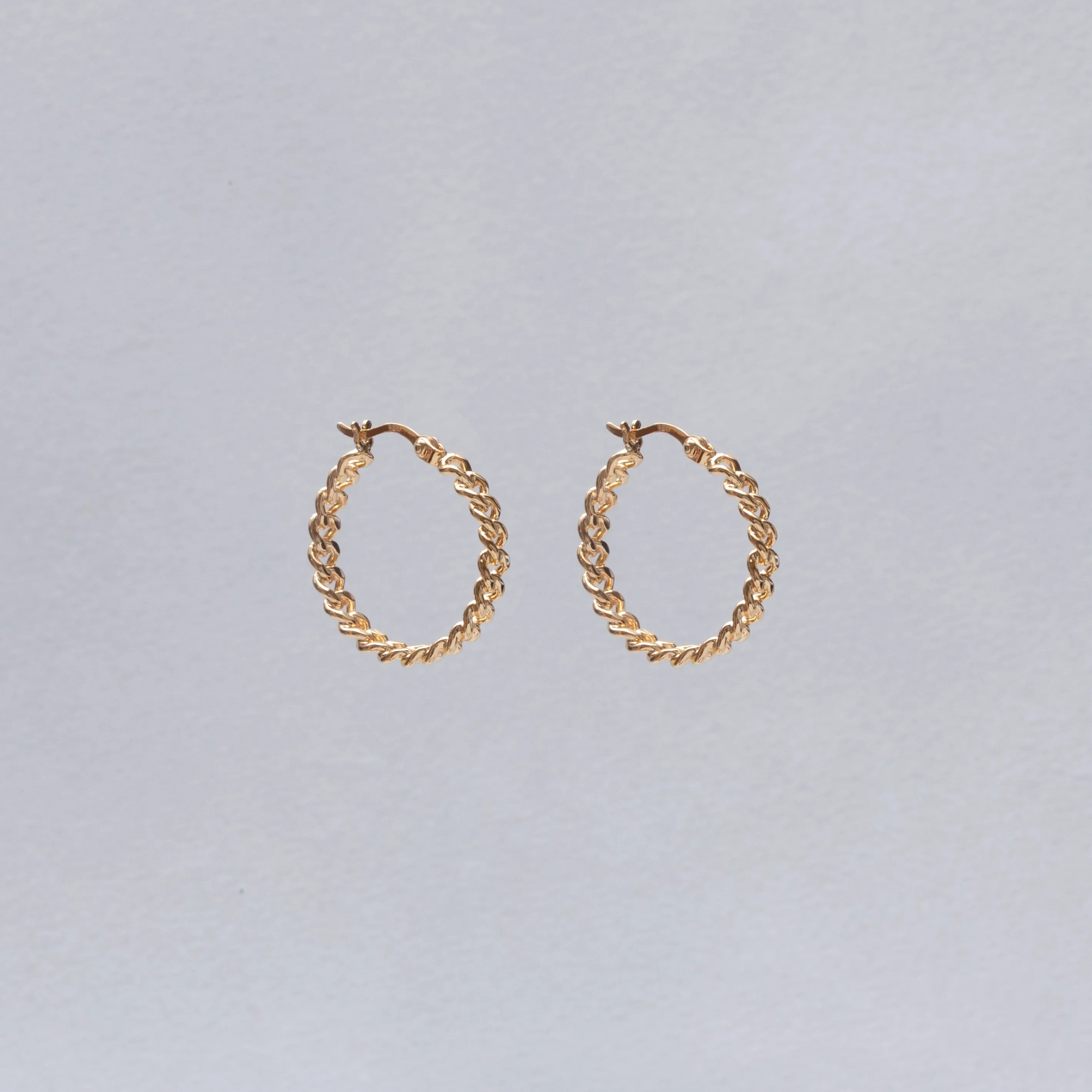 Gold Cable Link Hoop Earrings