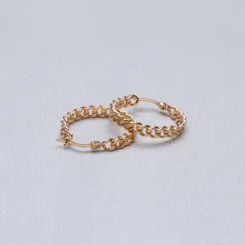 Gold Cable Link Hoop Earrings