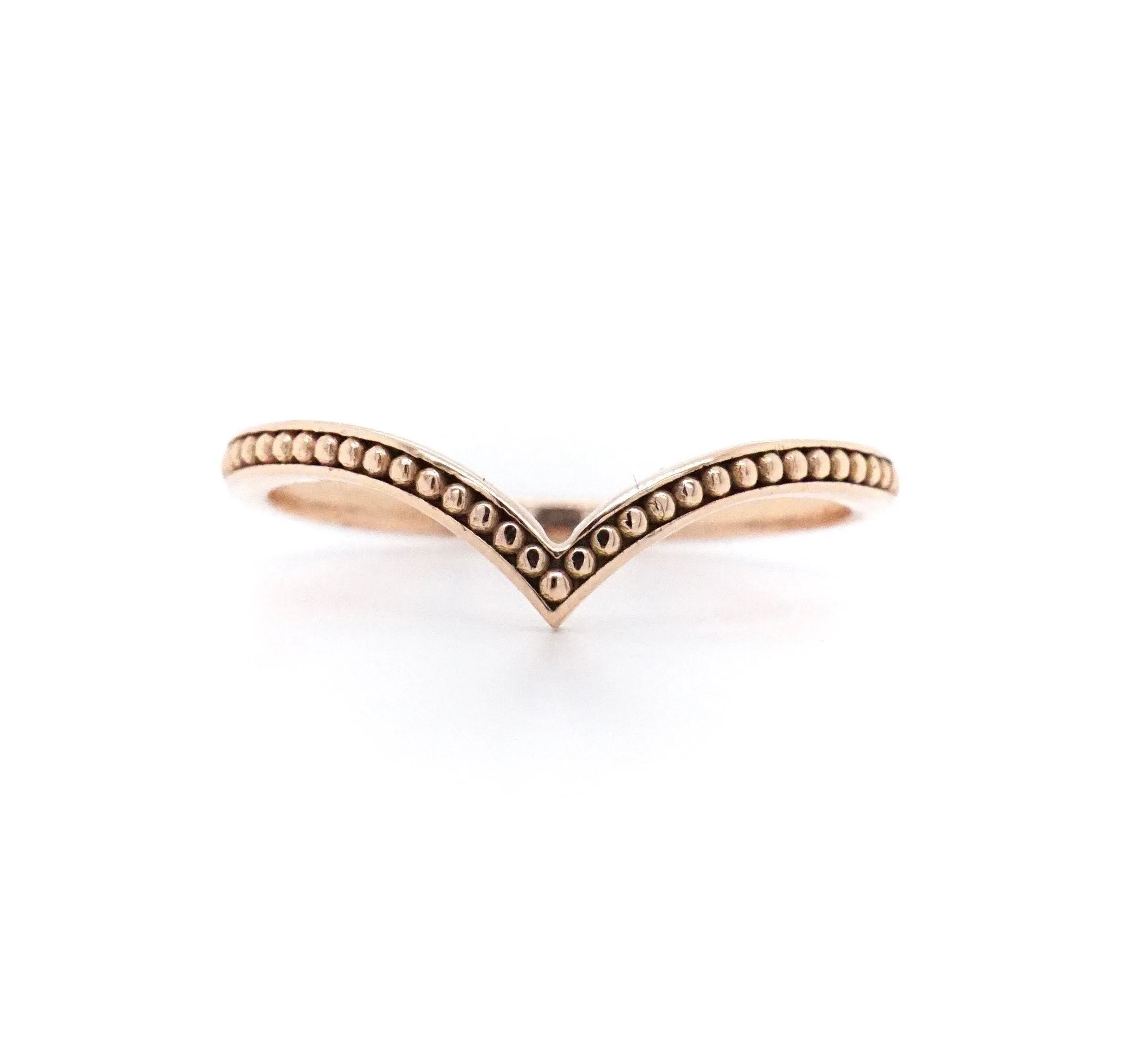 Gold Chevron Ring - Crown Wedding Band - Simple Pointed Wedding Band