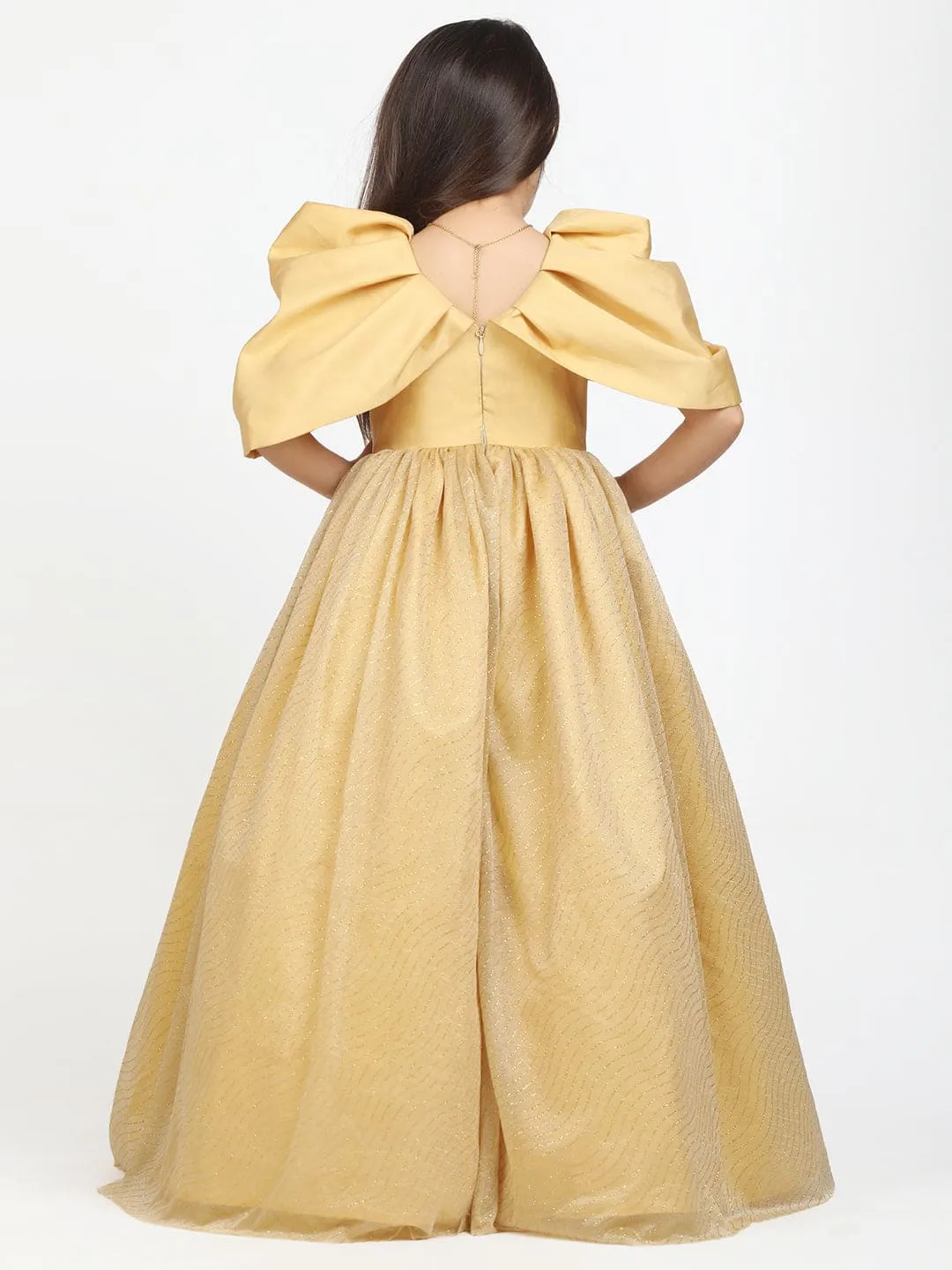 Golden Puff sleeve Gown