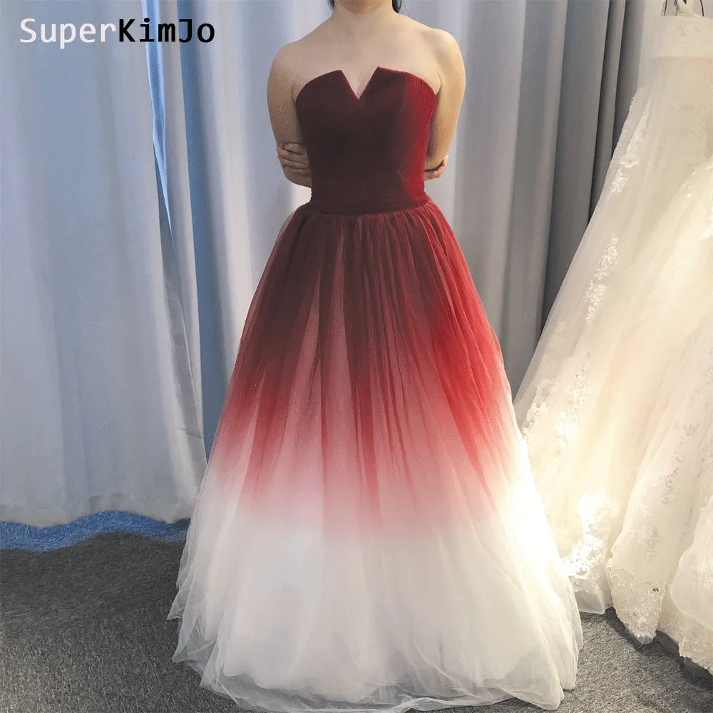 gradient prom dresses long 2019 simple strapless elegant cheap prom gown 2020 vestido Longo