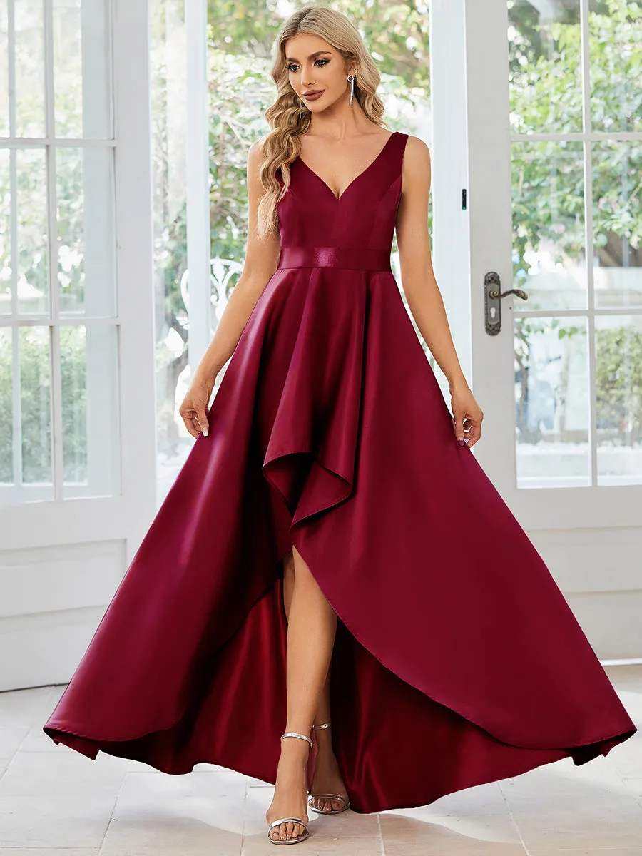 High Low A Line Belted Stain Wholesale Prom Dresses