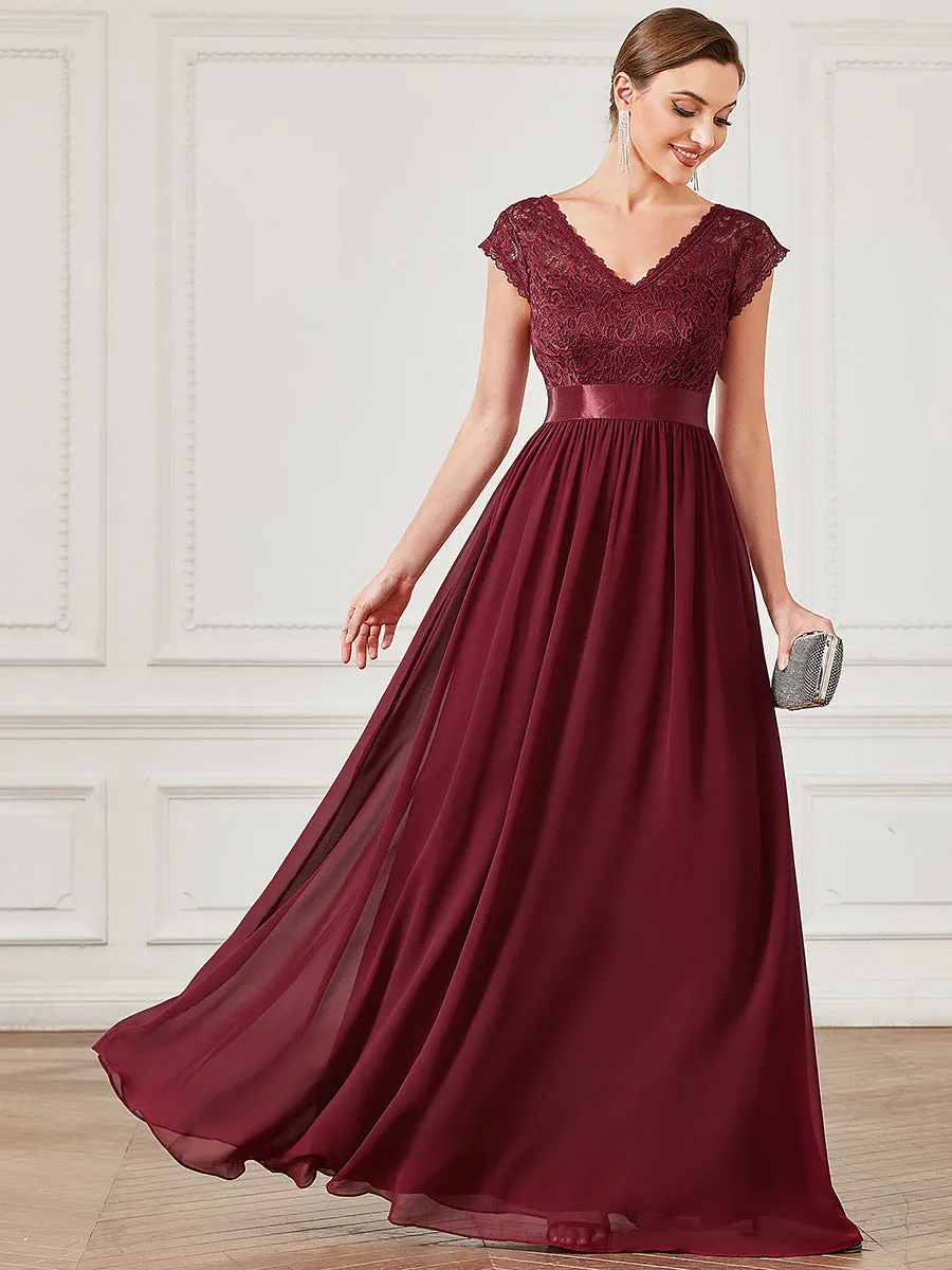 Hot Deep V Neck A Line Wholesale Bridesmaid Dresses