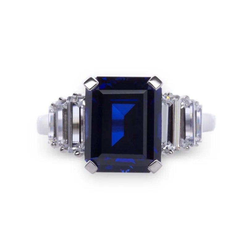 Isla Sapphire Ring White Gold Plated