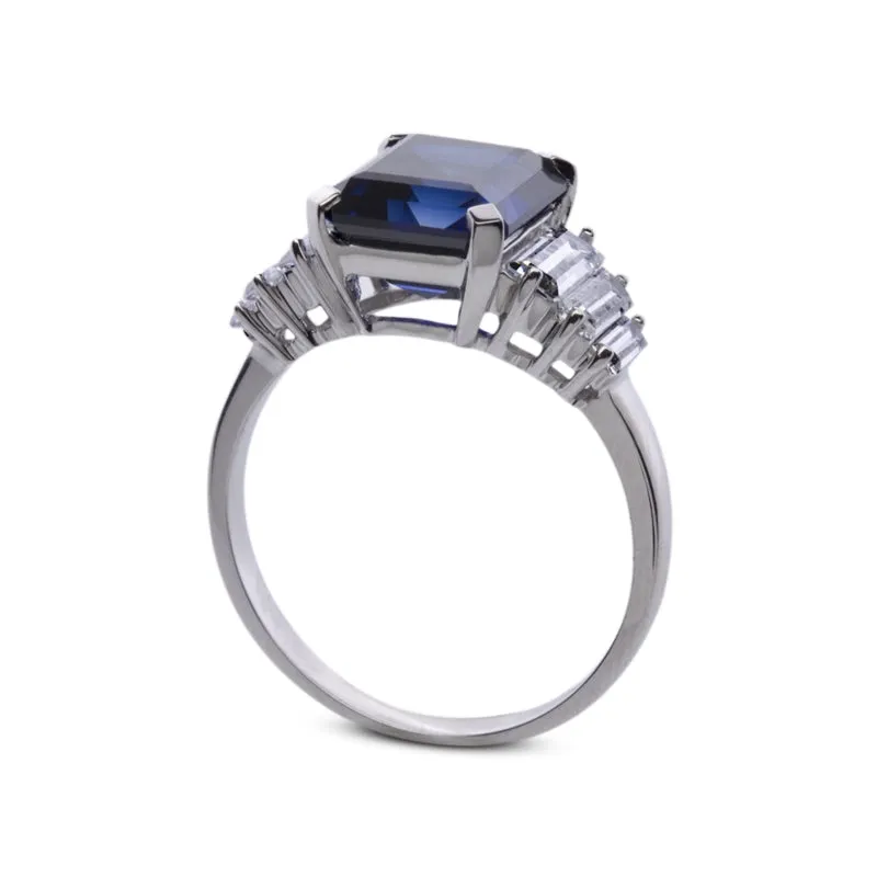 Isla Sapphire Ring White Gold Plated