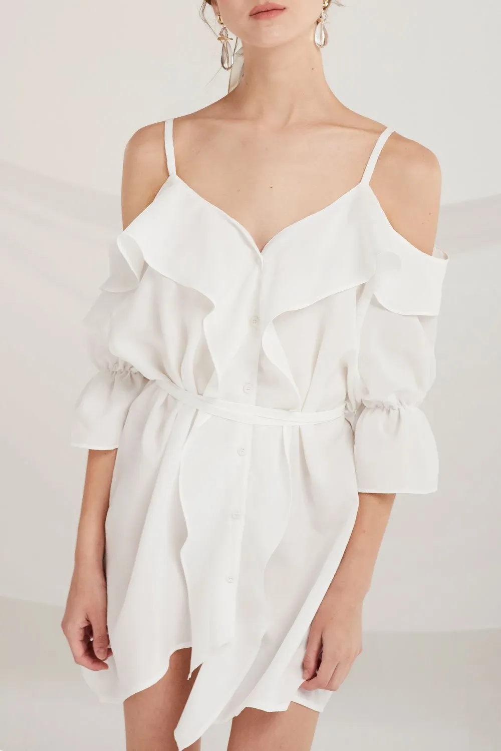 Kamryn Cold Shoulder Ruffle Dress