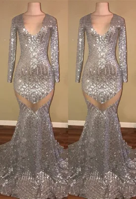 LONG SLEEVES SEQUINS PROM PARTY GOWNS PROM DRESS SA76