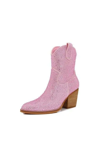 Melrose Pink Rhinestone Ankle Booties