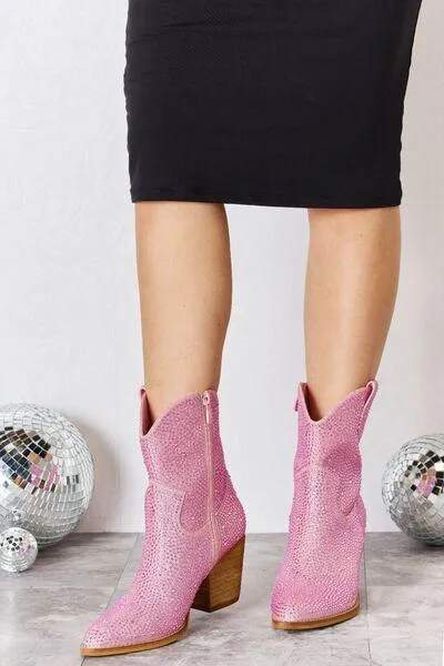 Melrose Pink Rhinestone Ankle Booties