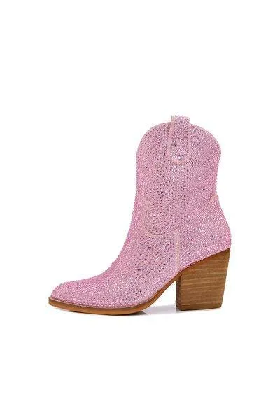 Melrose Pink Rhinestone Ankle Booties