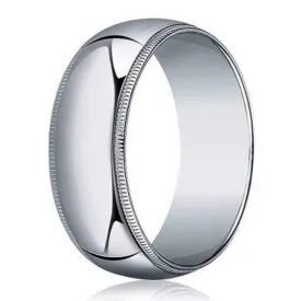 Men's 6mm Traditional Fit Milgrain 14k White Gold Wedding Band