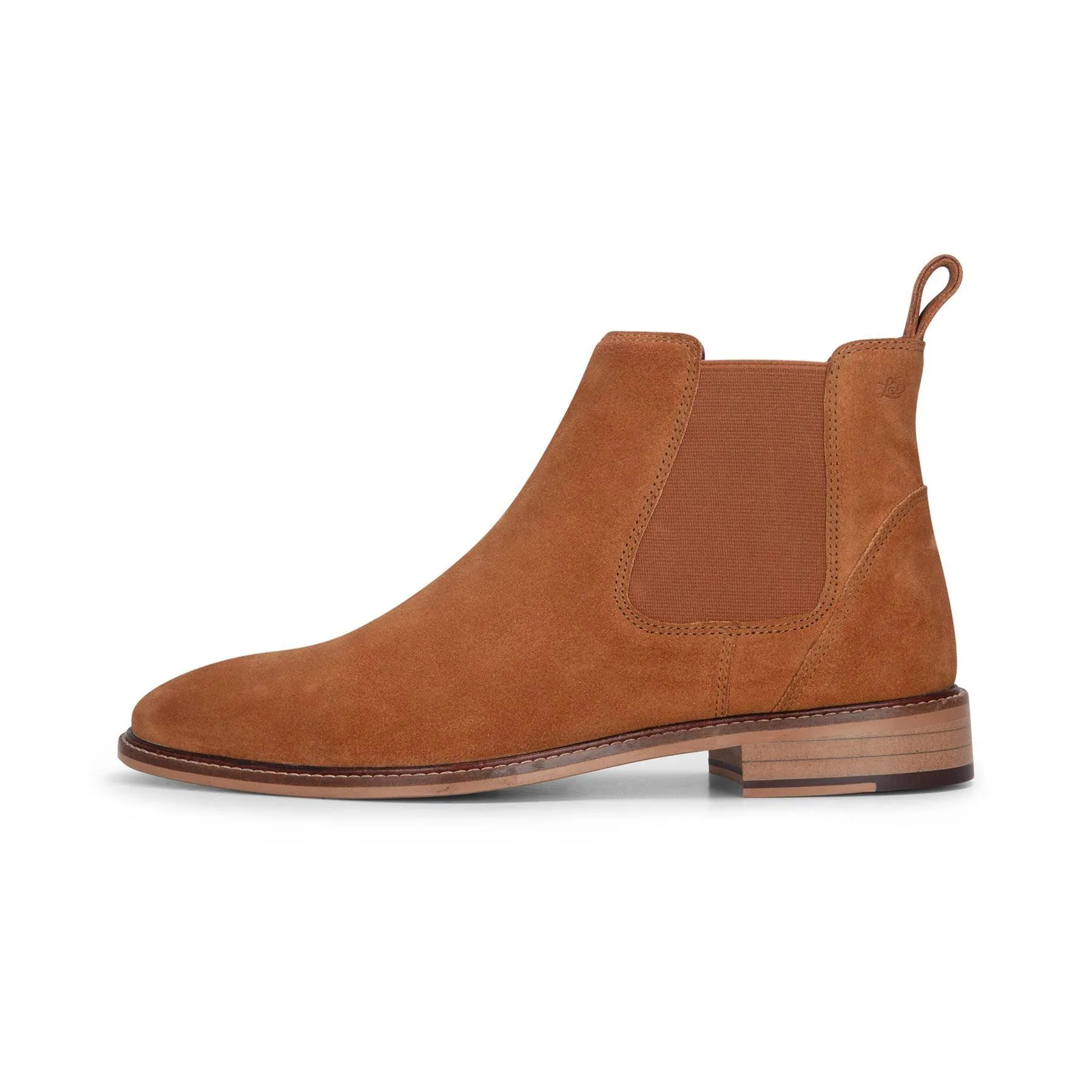 Men's Camel Suede Leather Slip On Chelsea Ankle Boots