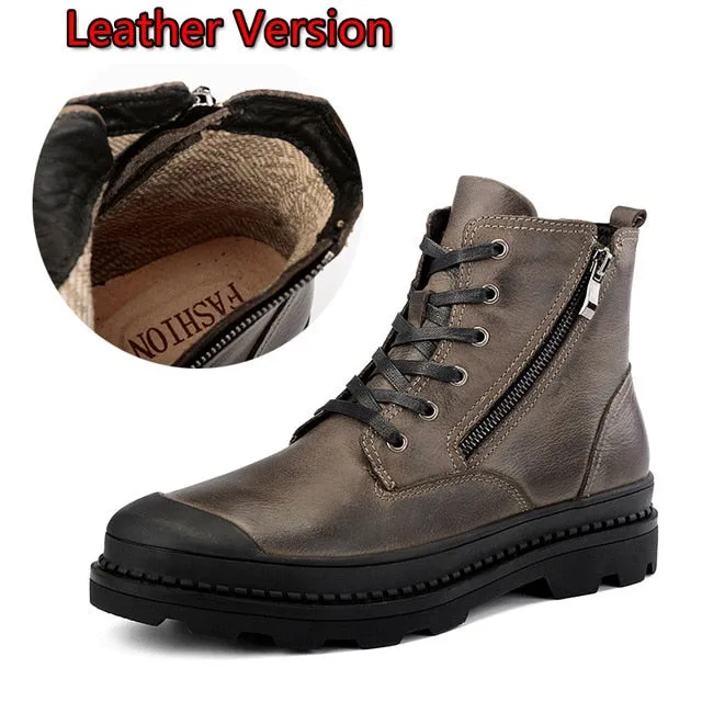 Men's Genuine Leather Waterproof Ankle Outdoor Boots