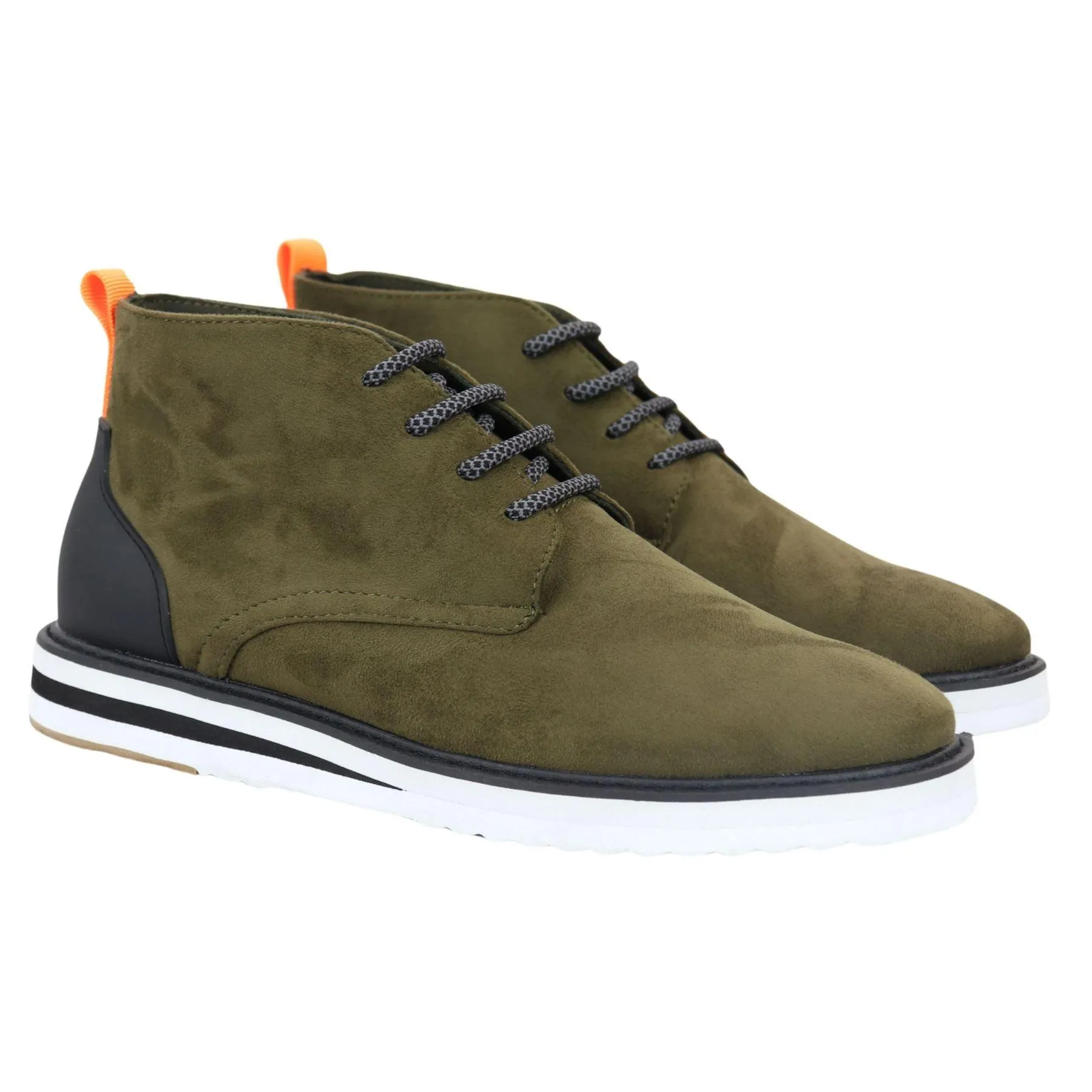 Men's Lace Up Suede Desert Ankle Boots Black Green