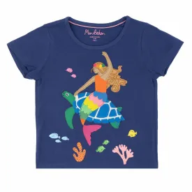 Mini Boden Girls Blue Mermaid T-Shirts Short Sleeve Summer Tops