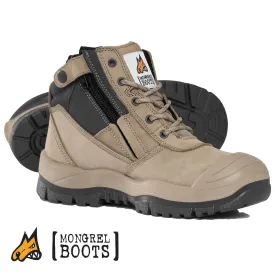 Mongrel 461060 Stone Safety Boots - Zip Side with Scuff Cap